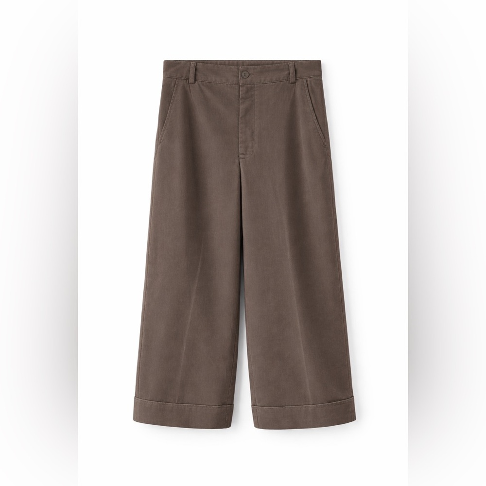 Wide-Leg Crop Pants in Cocoa Brown